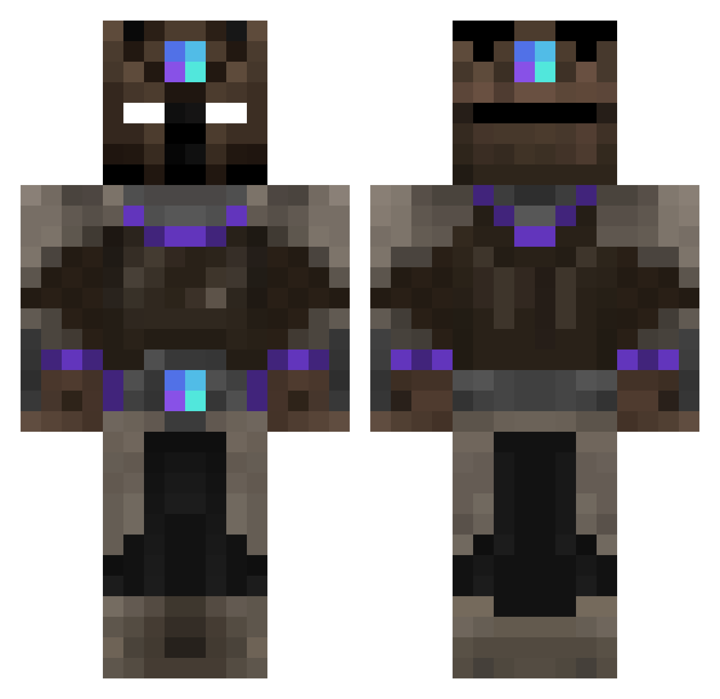 exceldrix Minecraft skin, front and back view