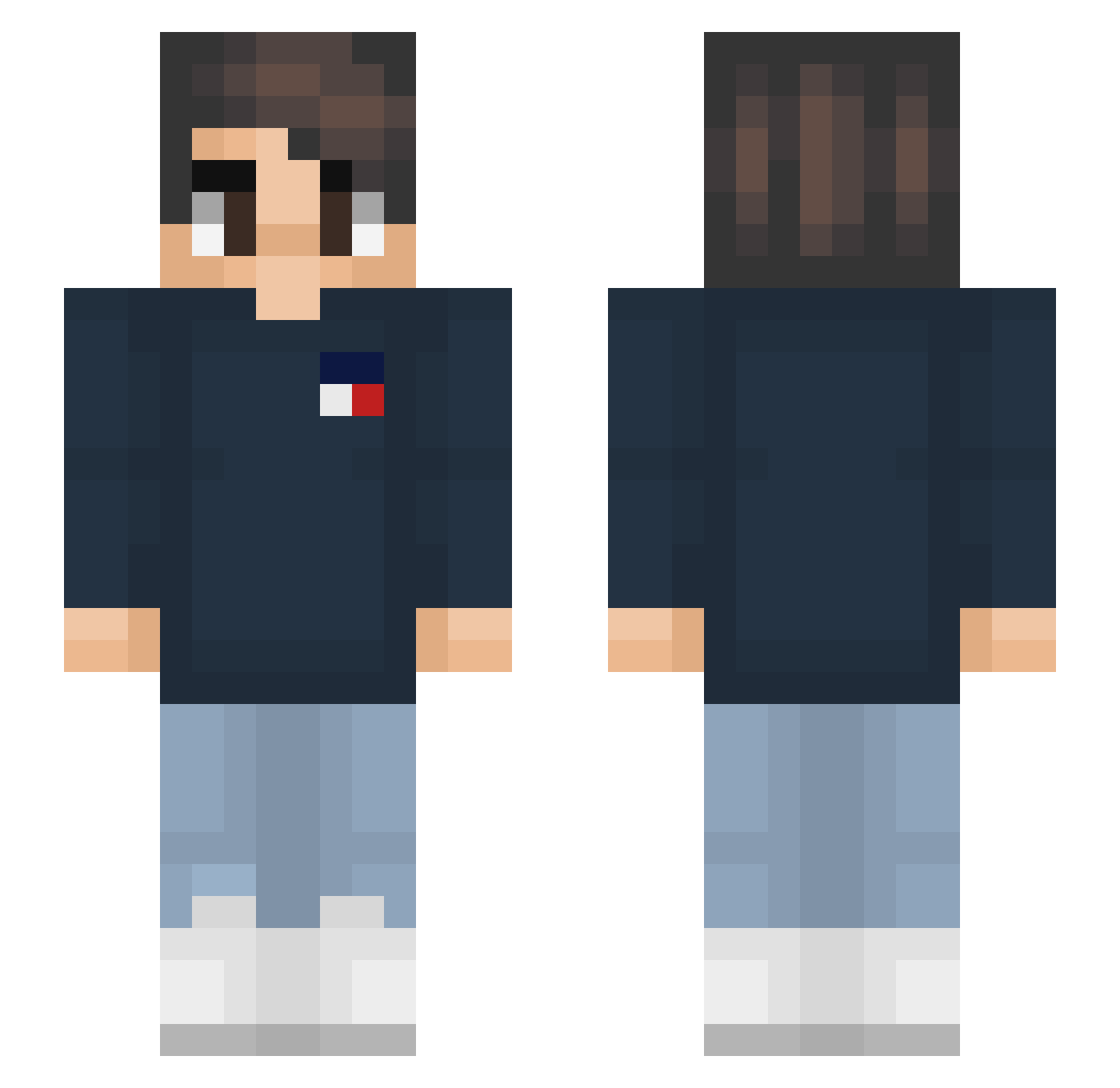 JustCrunchie Minecraft skin, front and back view
