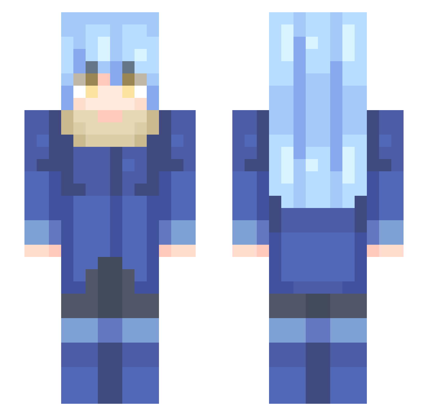 JannyS Minecraft skin, front and back view