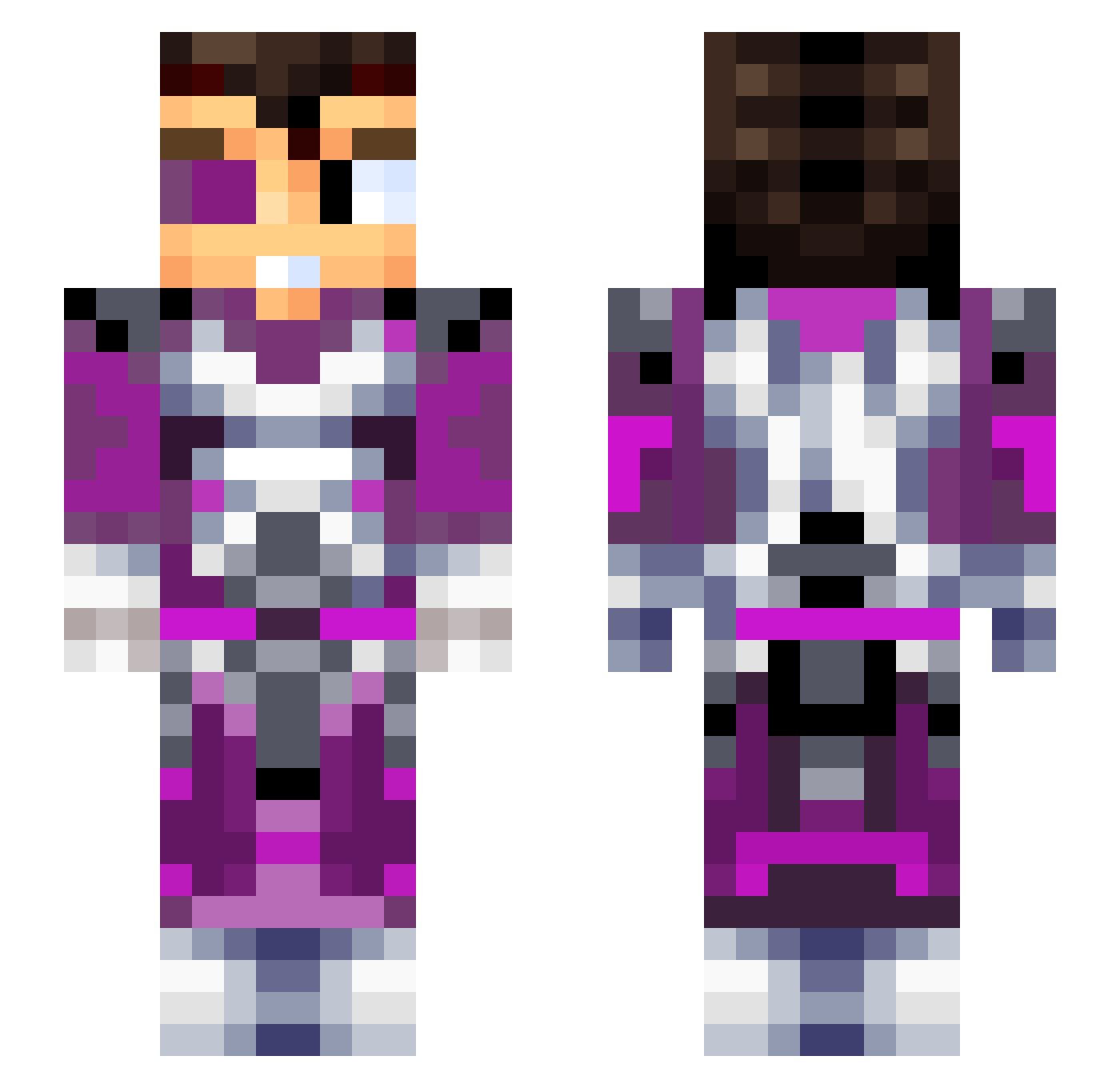 Ultrahazardous Minecraft skin, front and back view