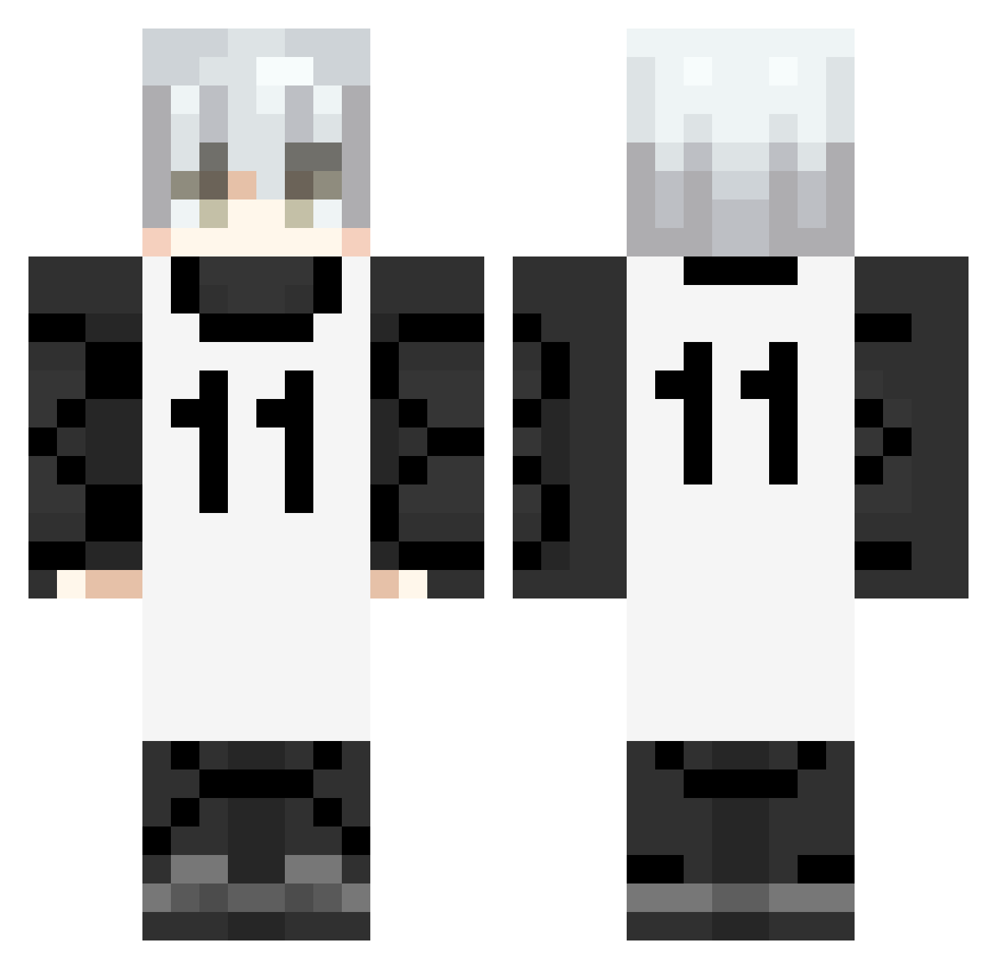 Lvixq Minecraft skin, front and back view