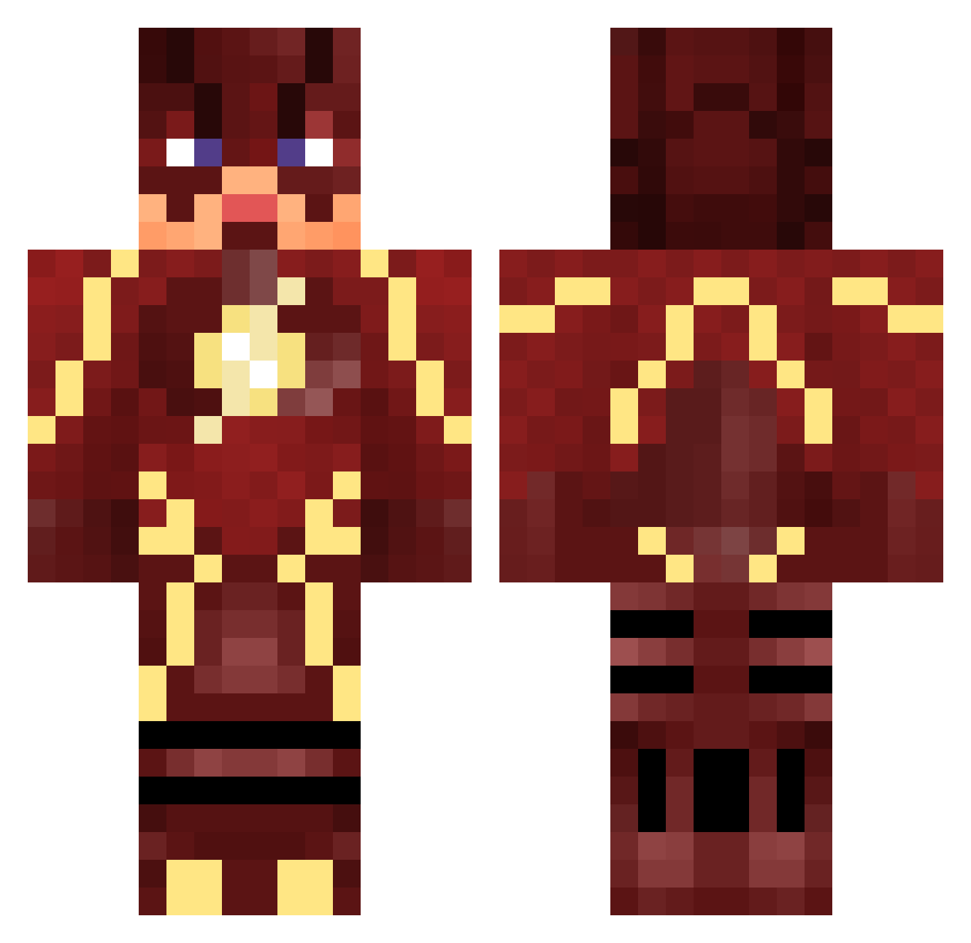 cartyxd Minecraft skin, front and back view
