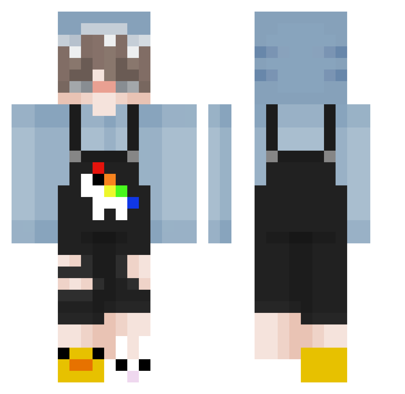 qolde Minecraft skin, front and back view