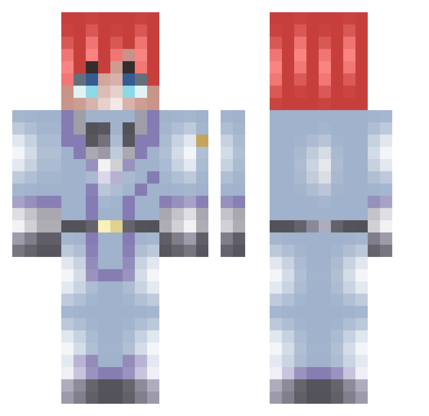 ZekePoi Minecraft skin, front and back view