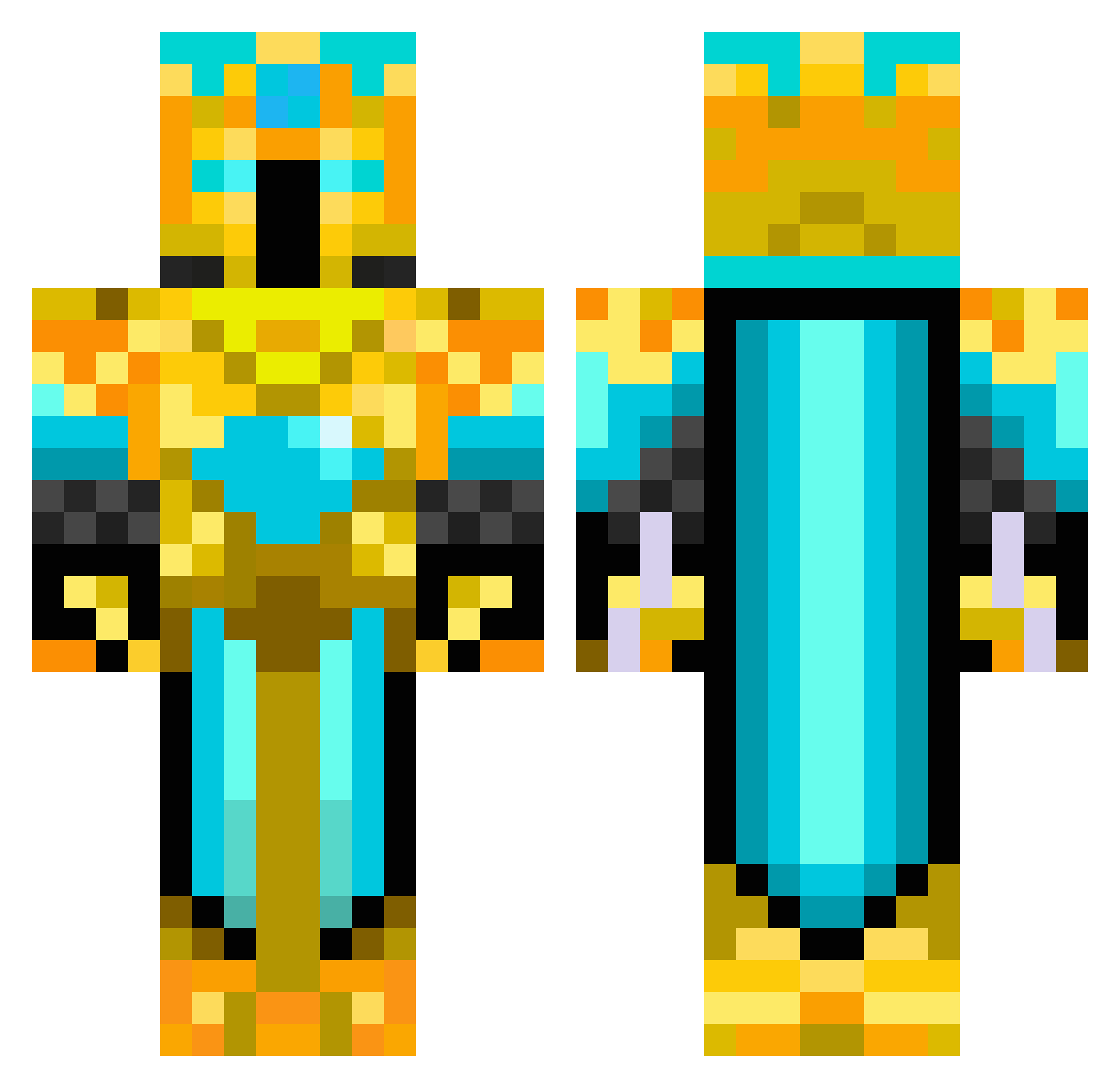 Certifies Minecraft skin, front and back view