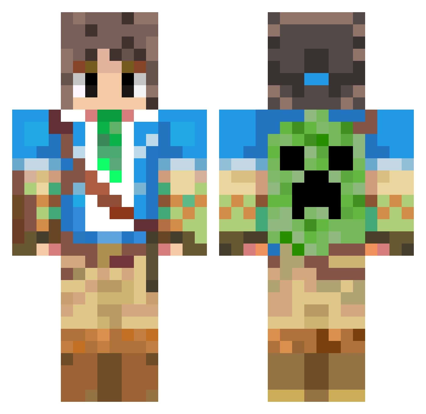 Nuraghi Minecraft skin, front and back view