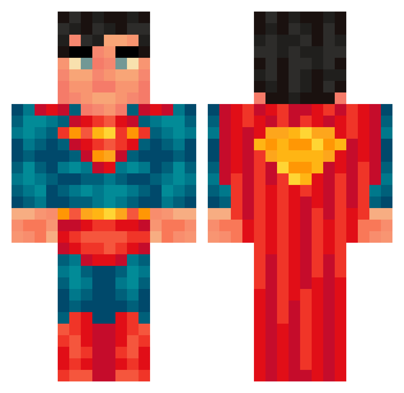 MrMad07 Minecraft skin, front and back view