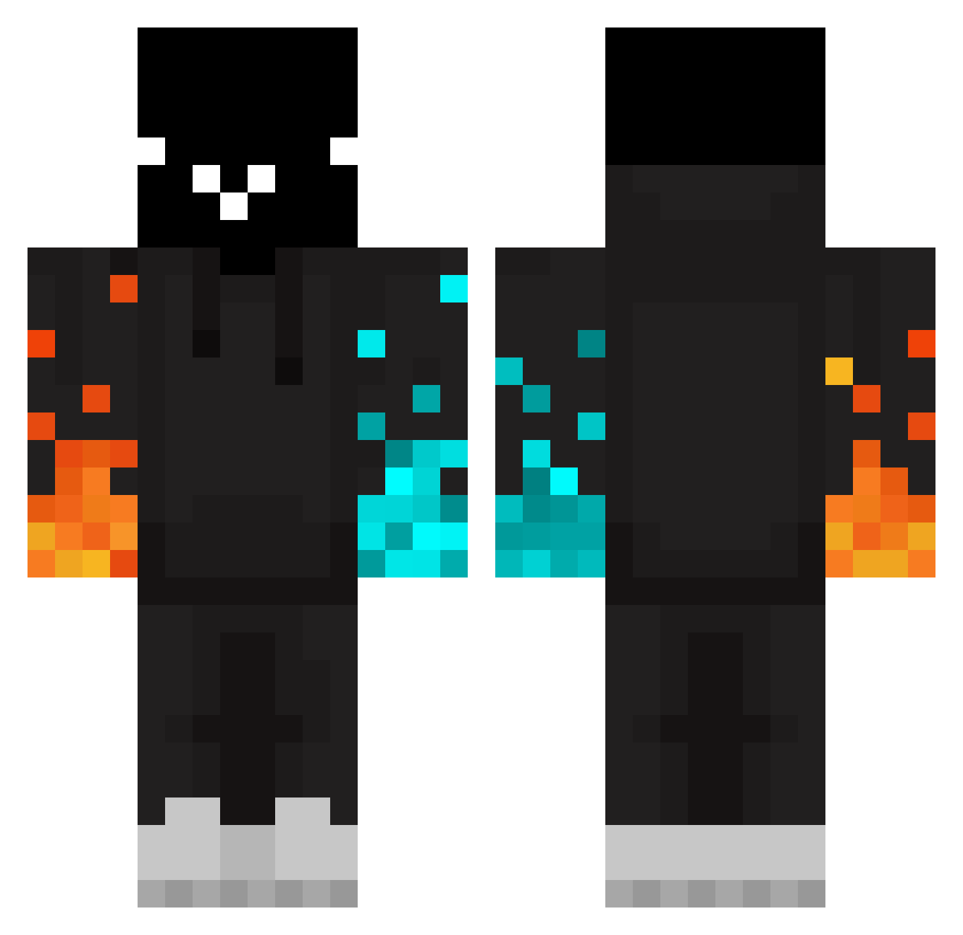 ODMplaz Minecraft skin, front and back view