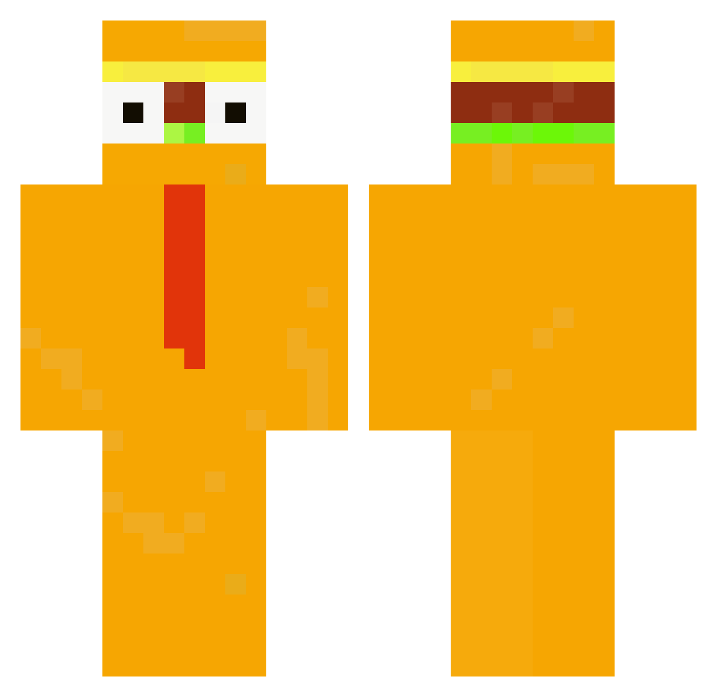 BurgerBarbarian Minecraft skin, front and back view