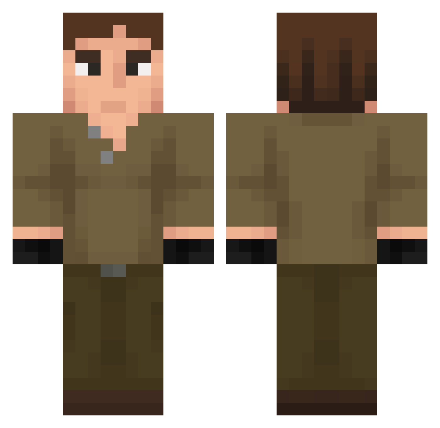 xdobdachlos Minecraft skin, front and back view