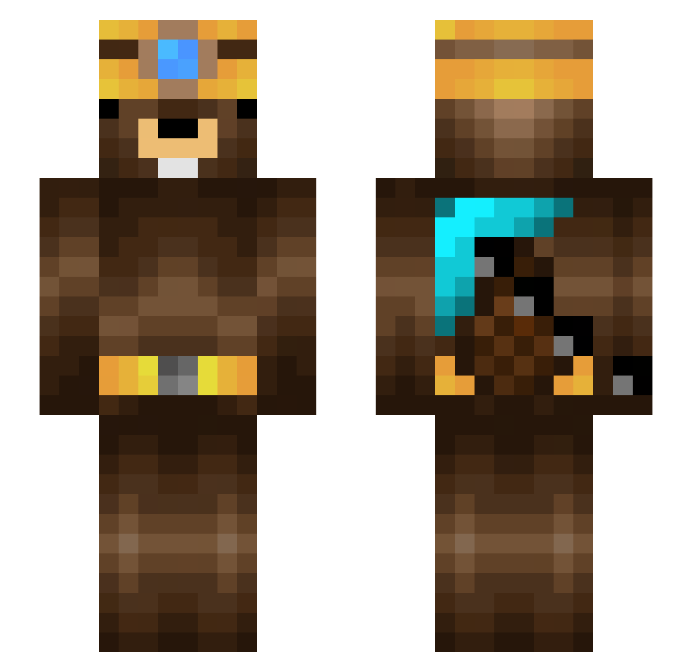 Izandp Minecraft skin, front and back view