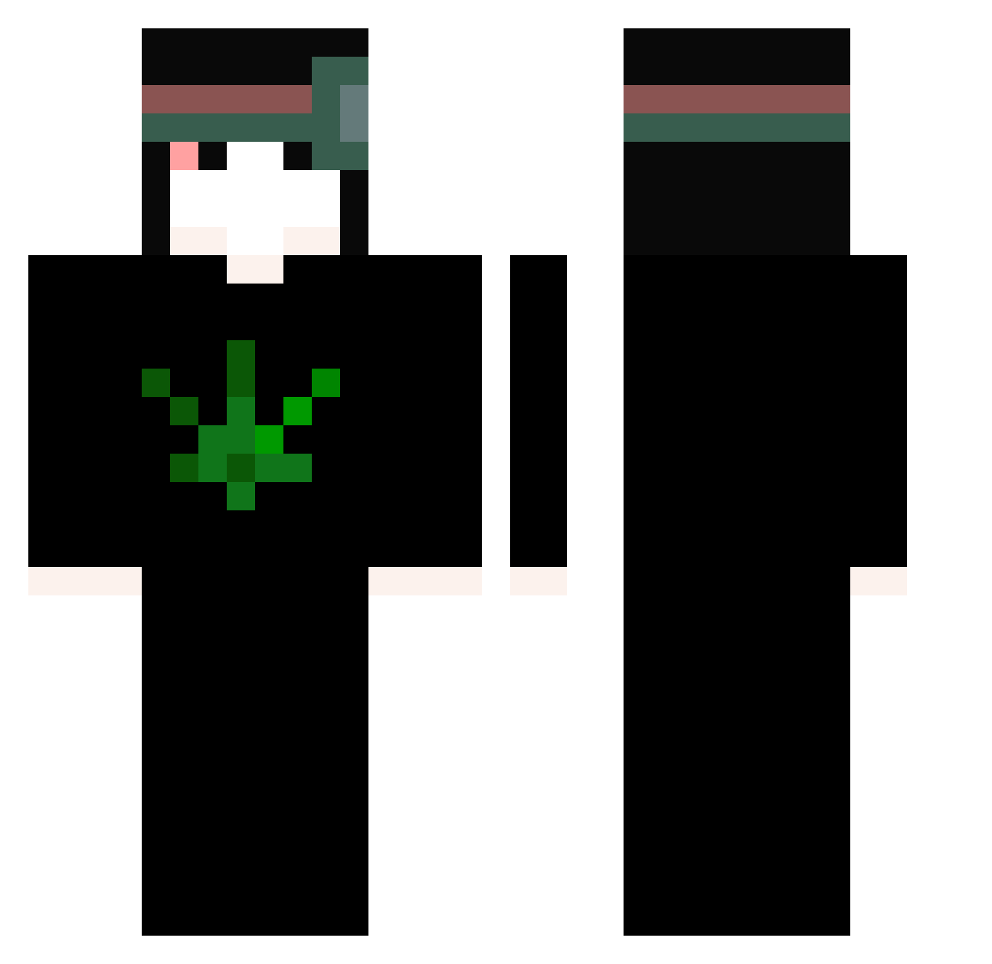00ux Minecraft skin, front and back view