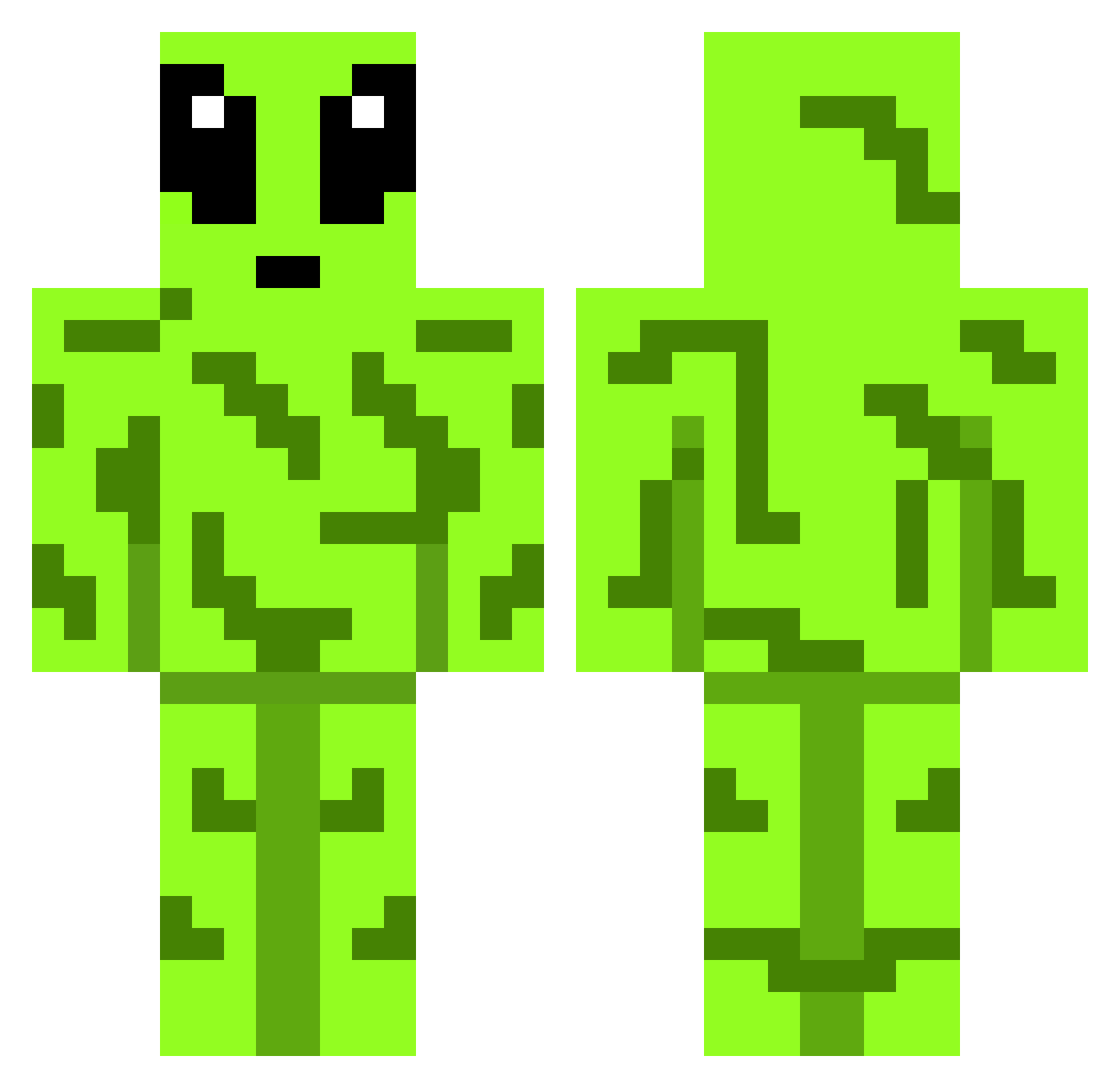 Slimmer Minecraft skin, front and back view