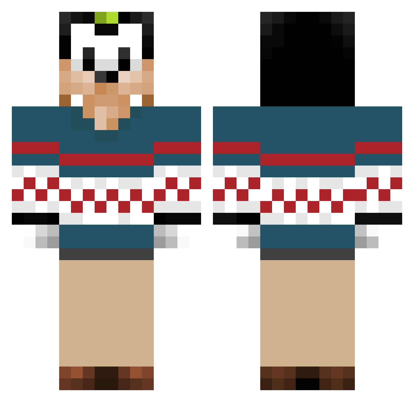 Stratifying Minecraft skin, front and back view