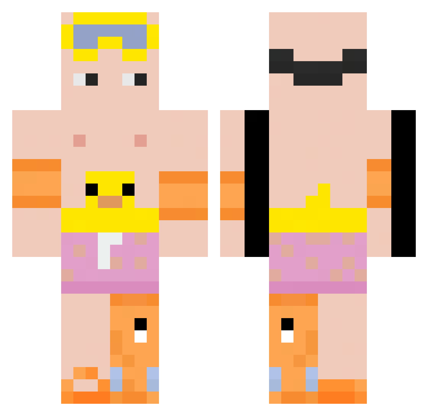 Sykold Minecraft skin, front and back view