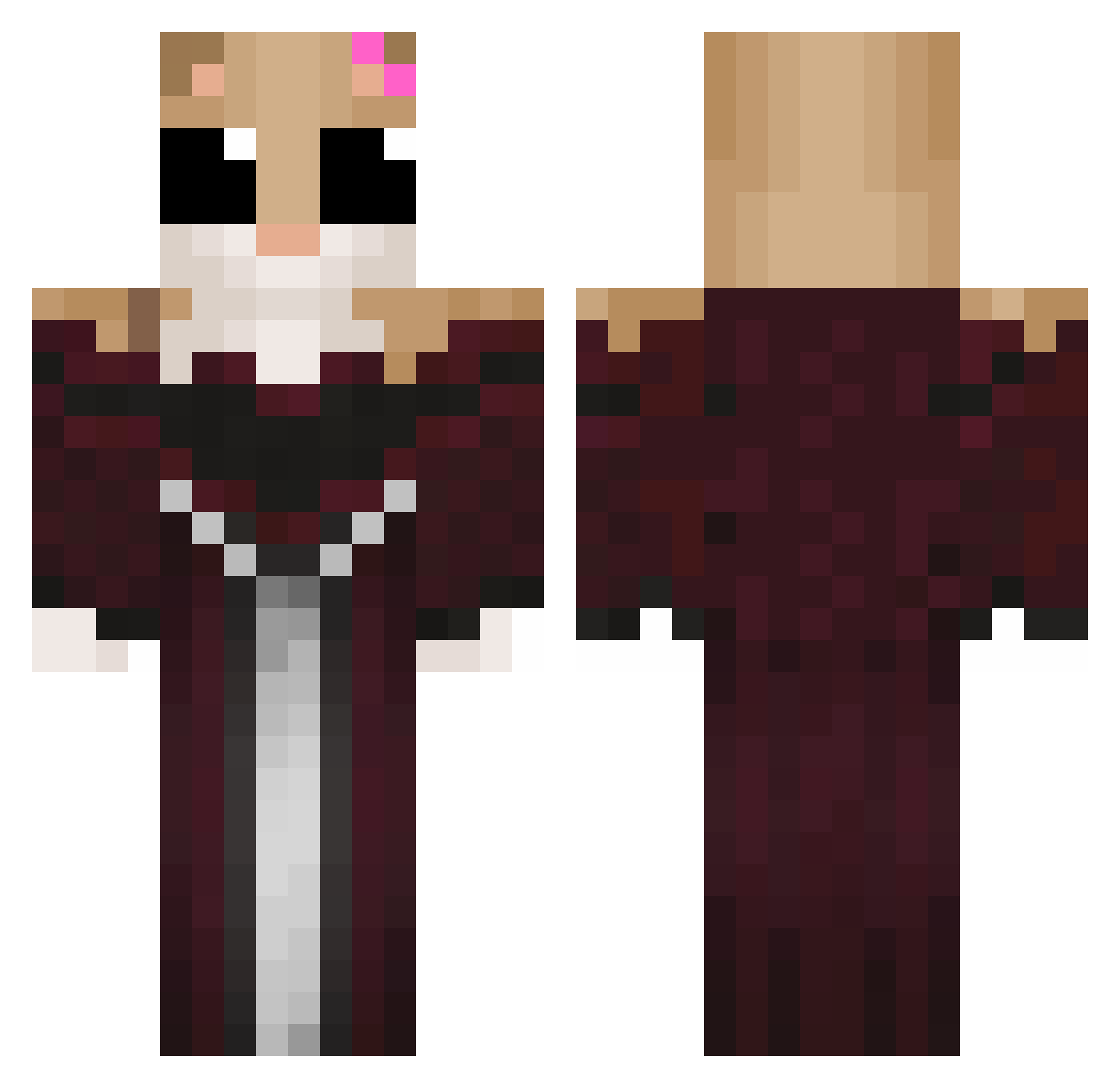 Aramari Minecraft skin, front and back view