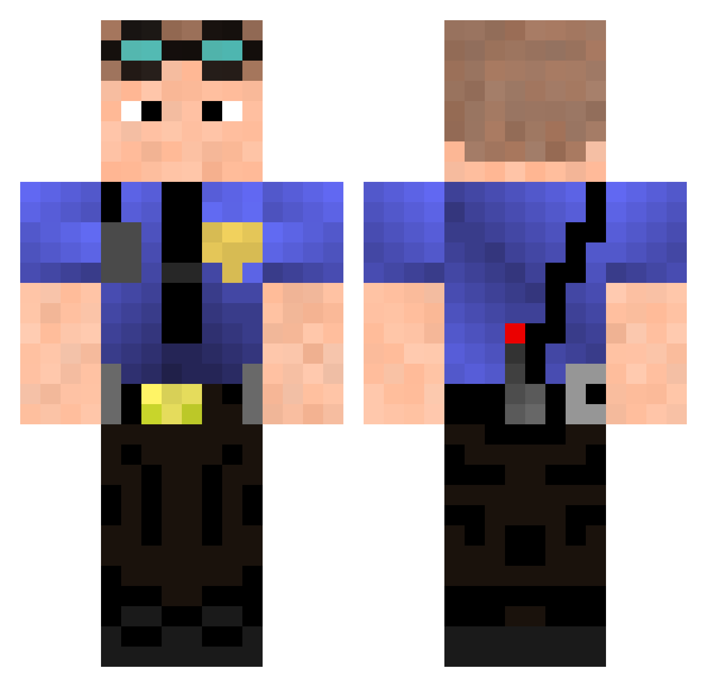 Pyxled Minecraft skin, front and back view