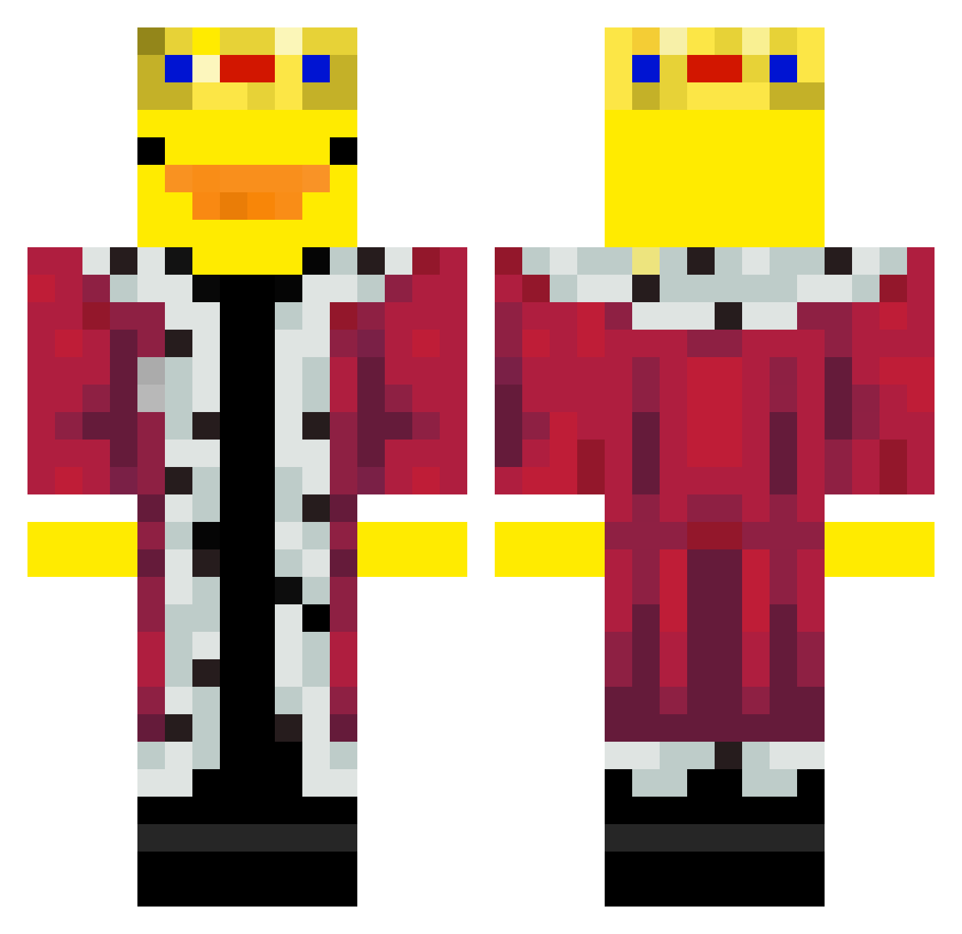 Renitras Minecraft skin, front and back view