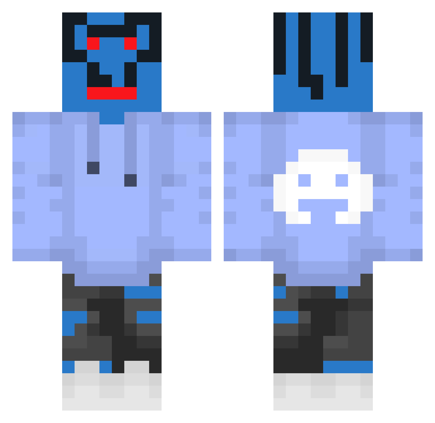 RobiNNu Minecraft skin, front and back view