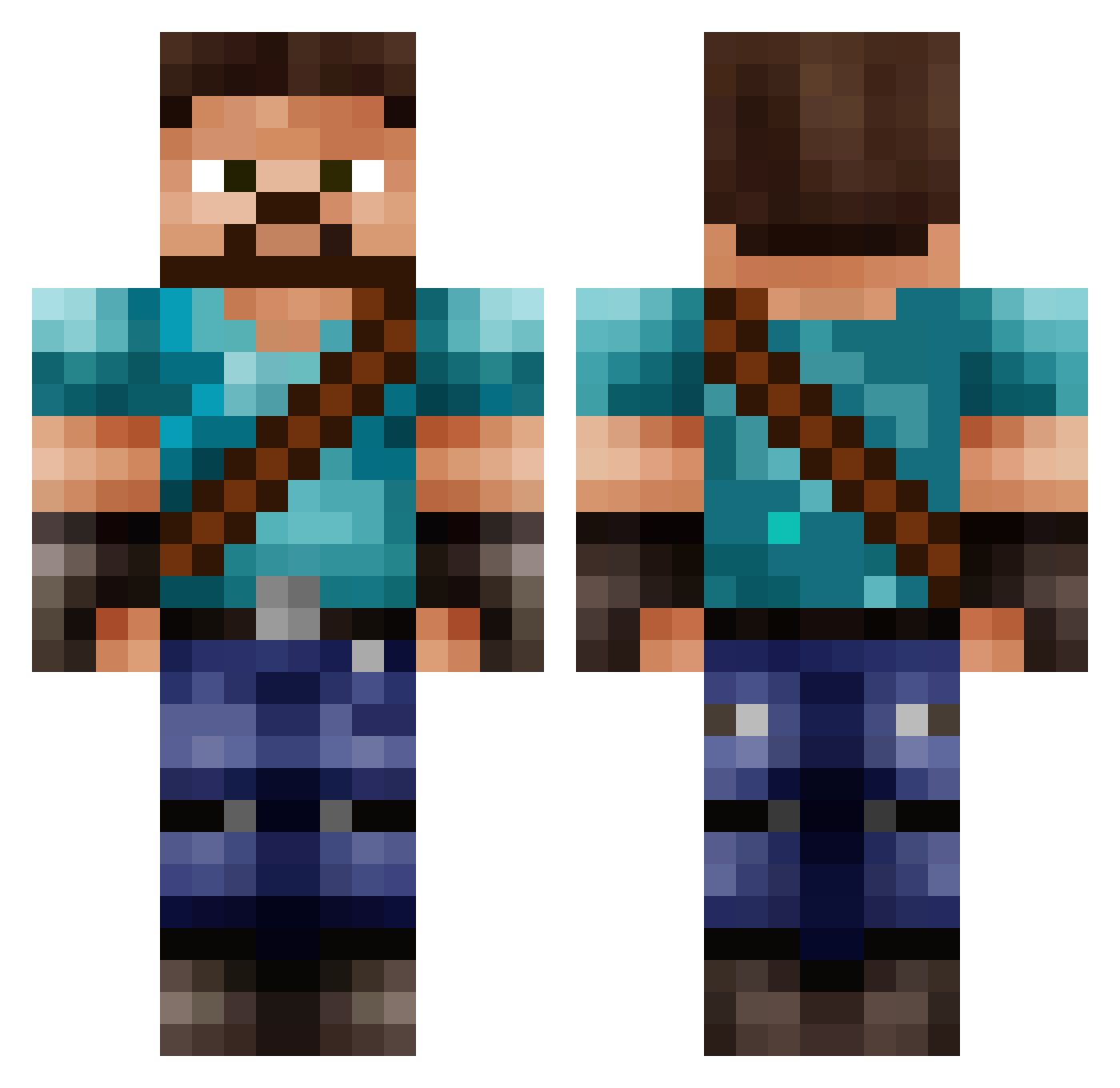 KonmandPak Minecraft skin, front and back view