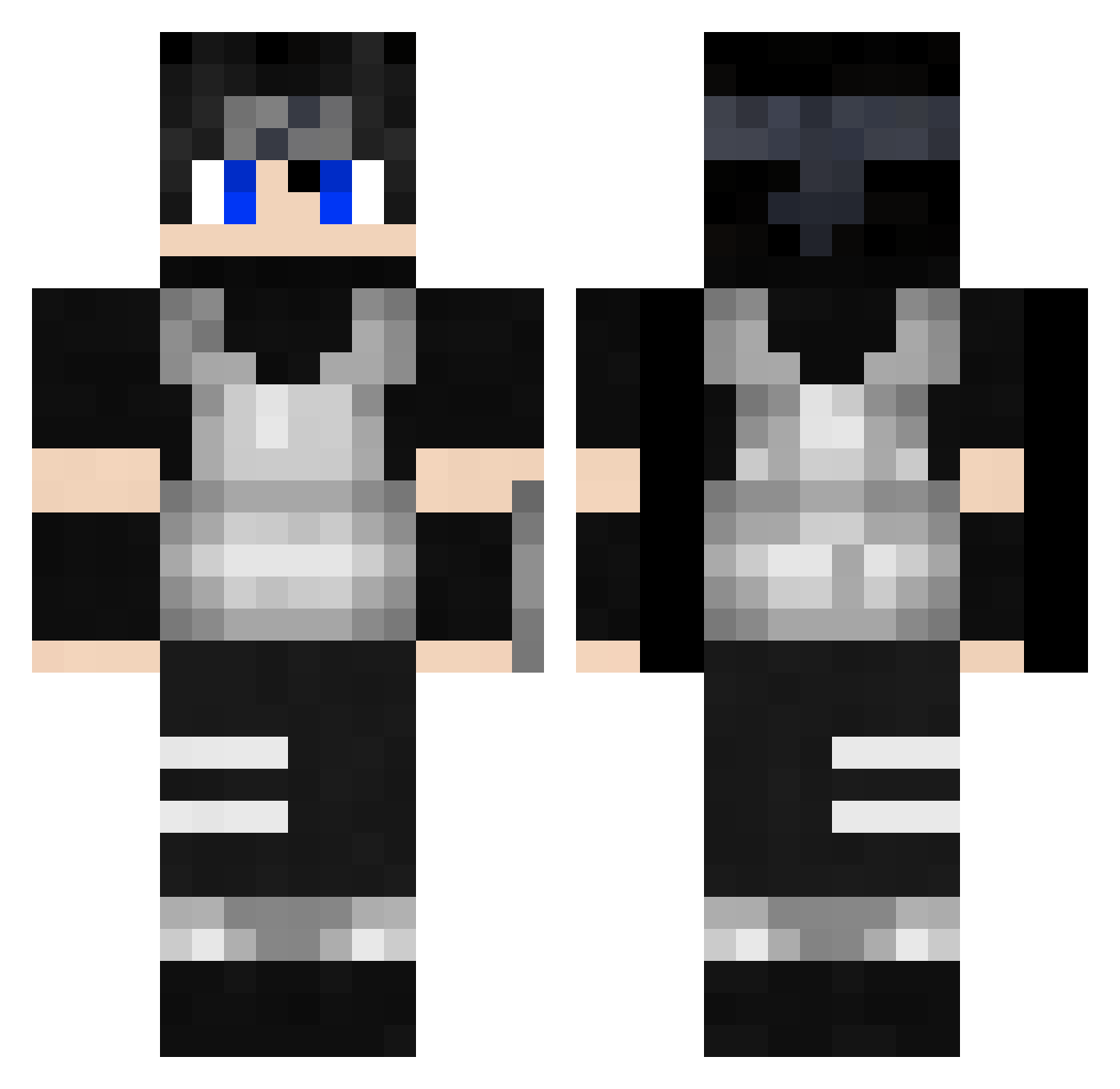 Shadowswife Minecraft skin, front and back view