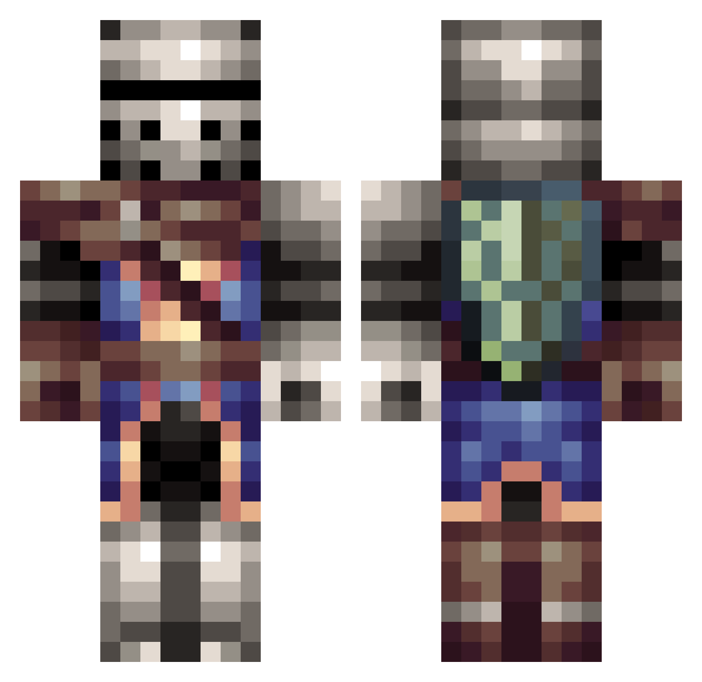 MrGamingToken Minecraft skin, front and back view