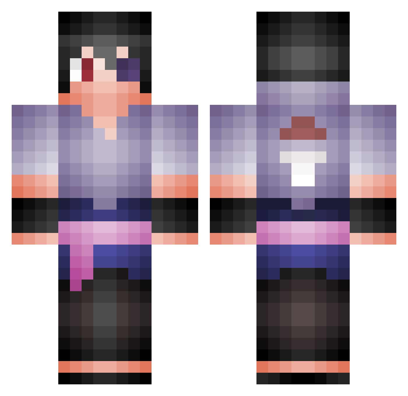 MatiPeitos Minecraft skin, front and back view