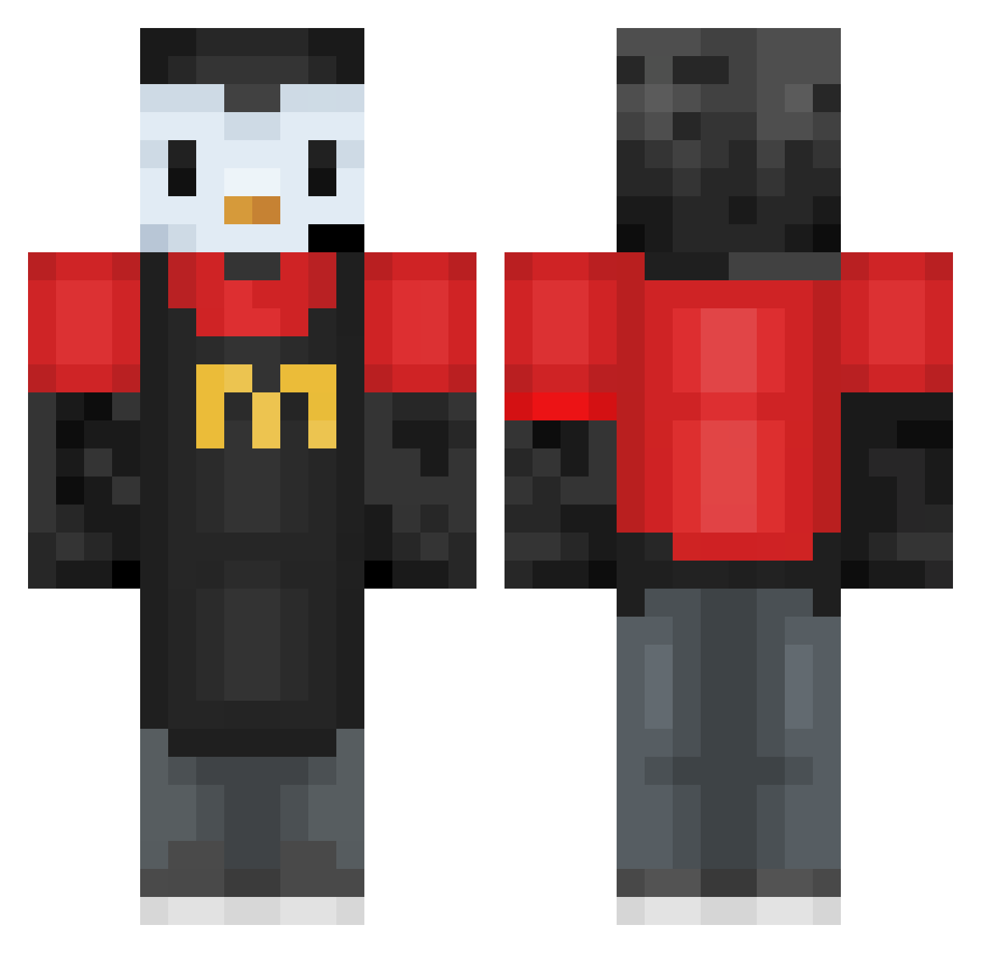 Bins Minecraft skin, front and back view