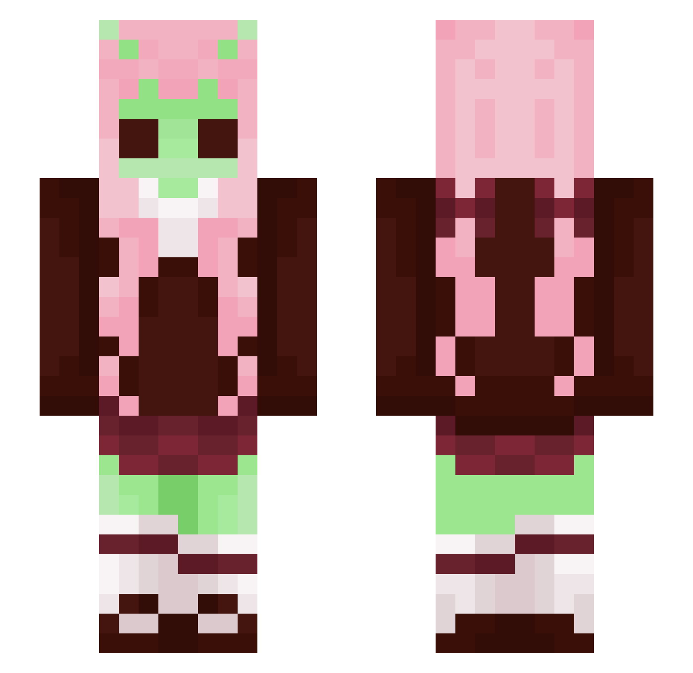 NutellaGunga Minecraft skin, front and back view