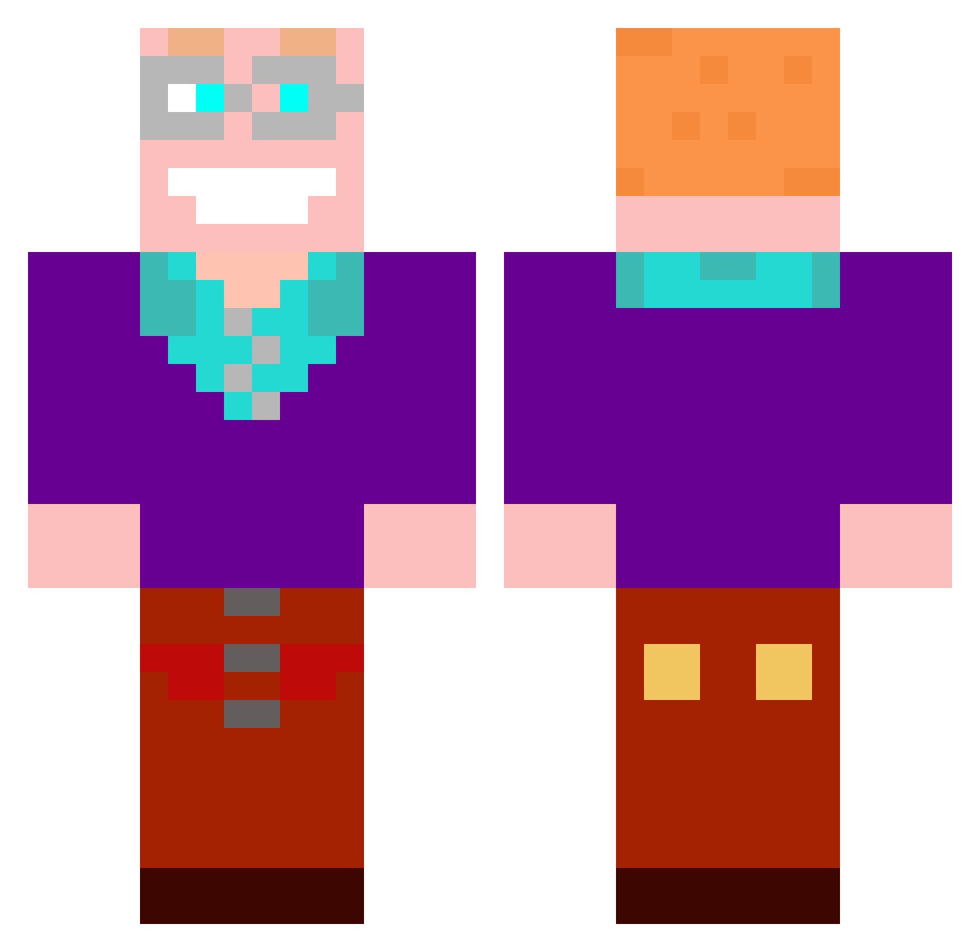 MCOrigins Minecraft skin, front and back view