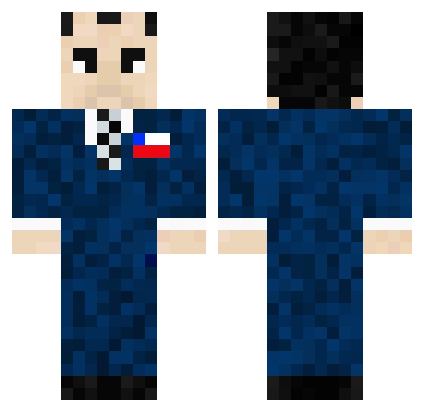 MuskSteaks Minecraft skin, front and back view