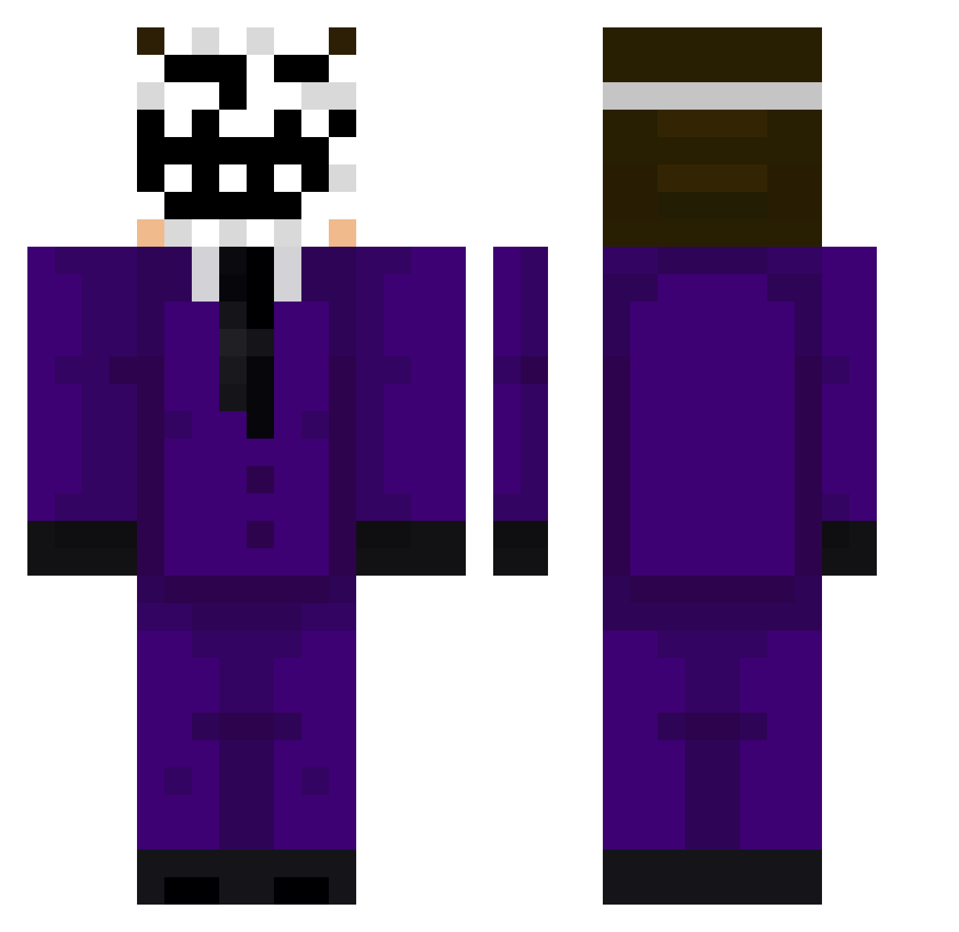 Curselife Minecraft skin, front and back view