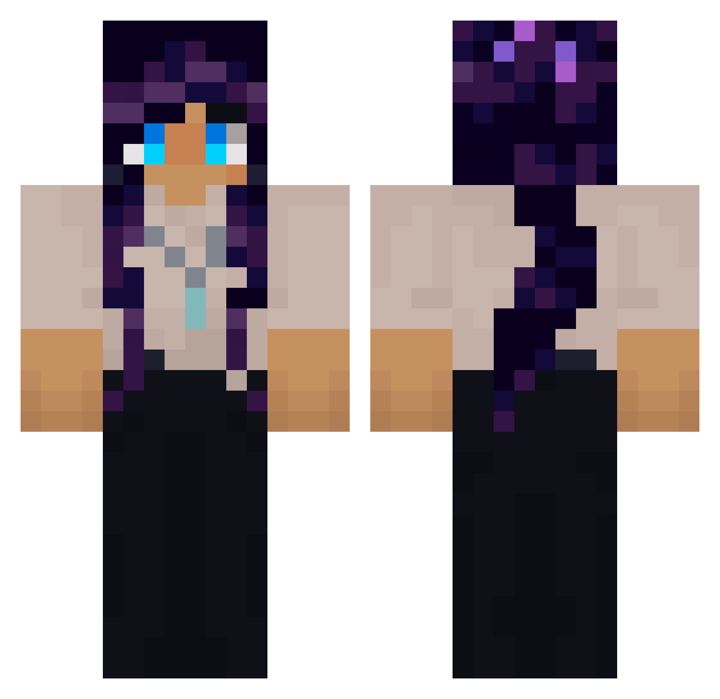 AkinToAster Minecraft skin, front and back view