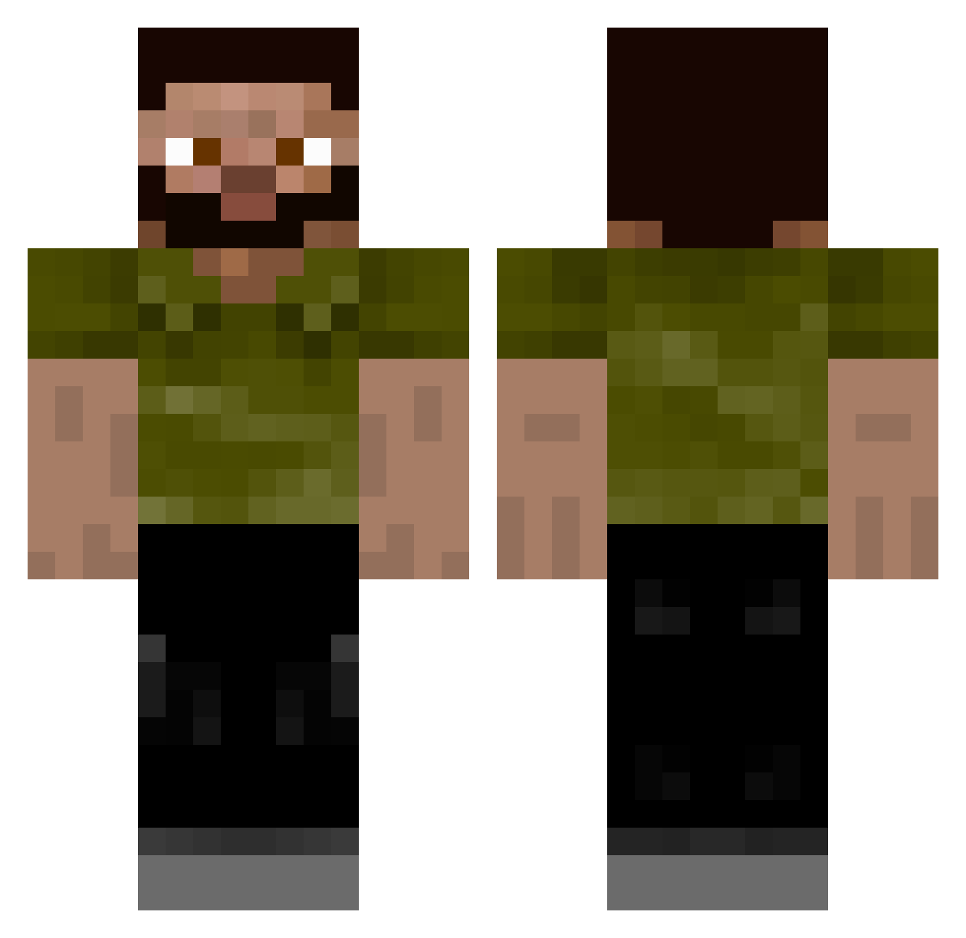 Amnions Minecraft skin, front and back view