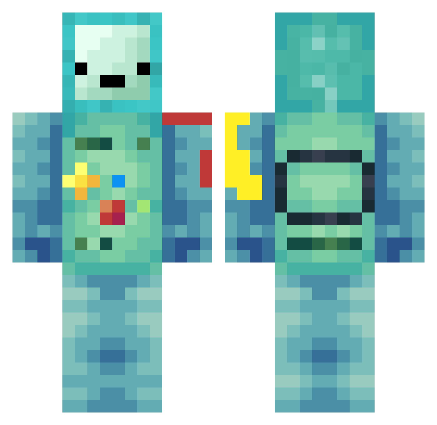 aldonite Minecraft skin, front and back view