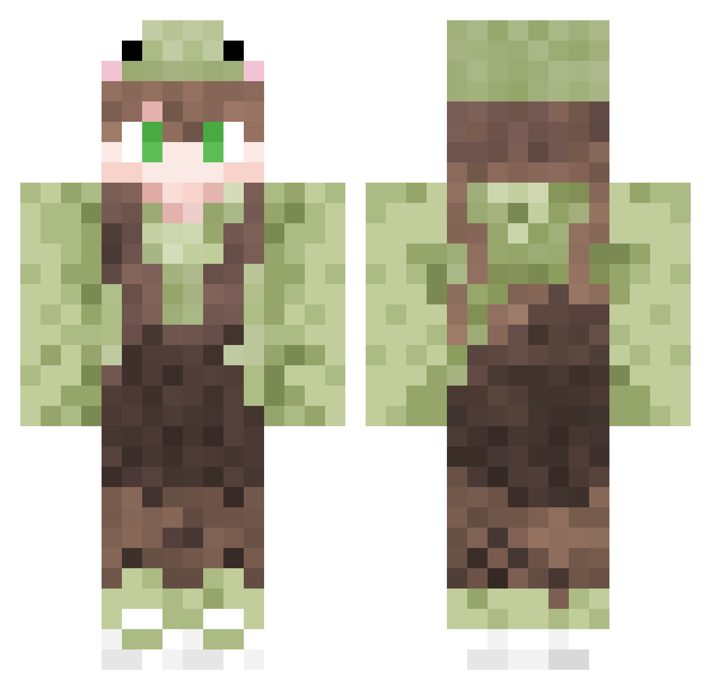 WawaOups Minecraft skin, front and back view