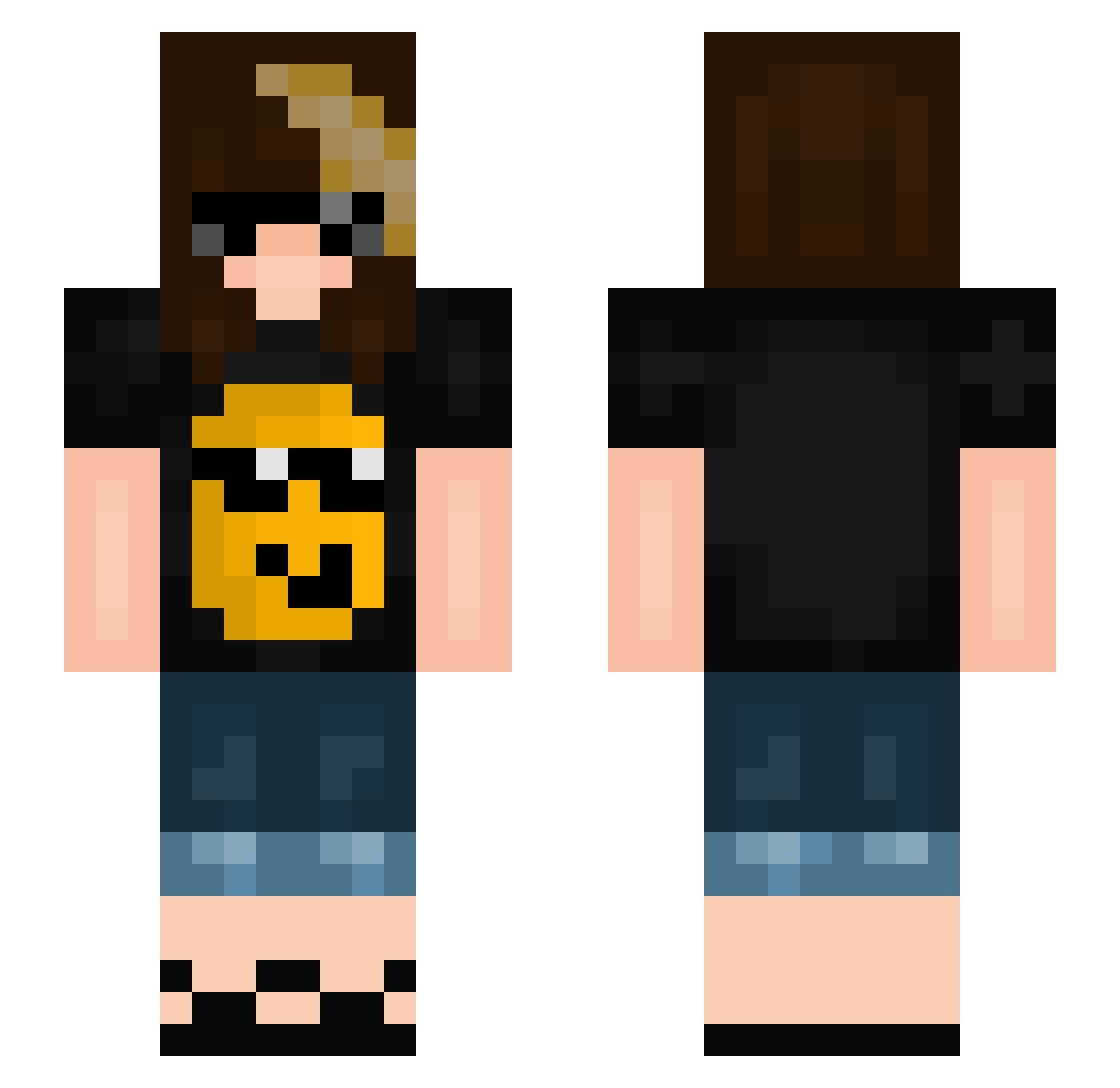 Antfarmz Minecraft skin, front and back view
