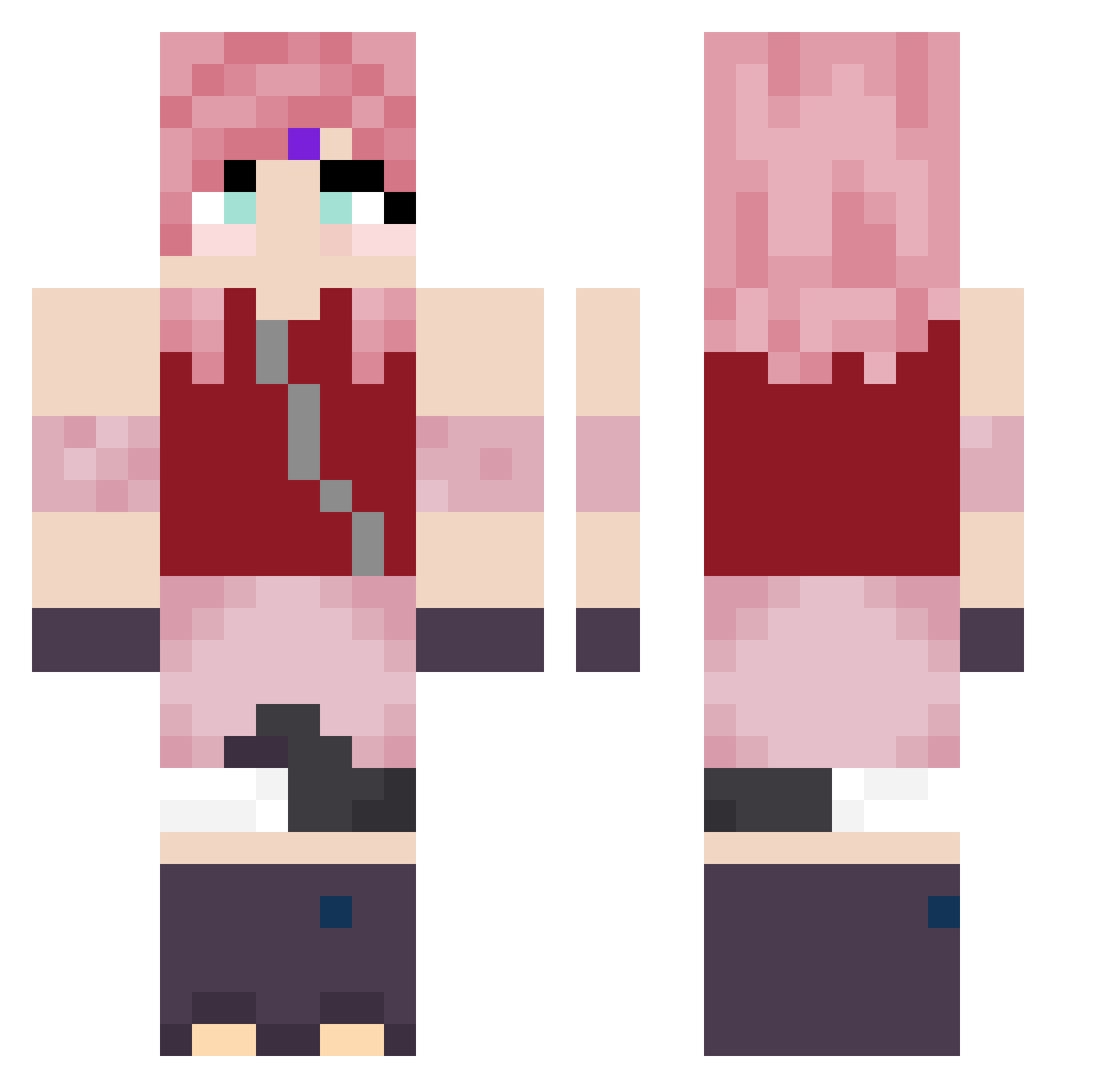 Relaxik Minecraft skin, front and back view