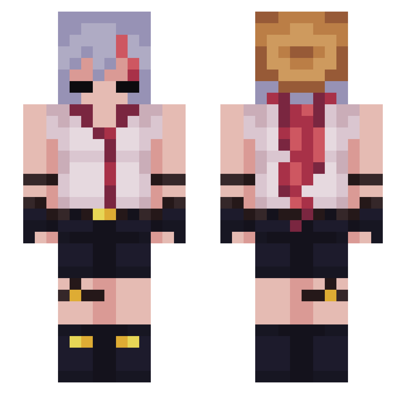 Serattica Minecraft skin, front and back view