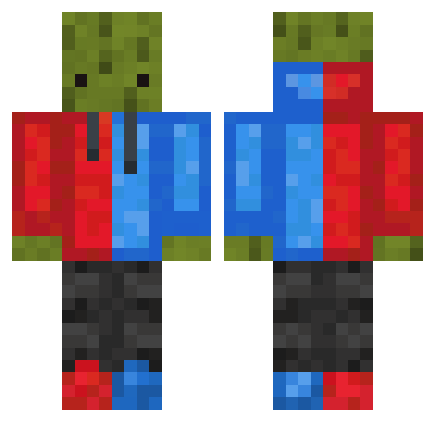 Zeeaugurkje Minecraft skin, front and back view