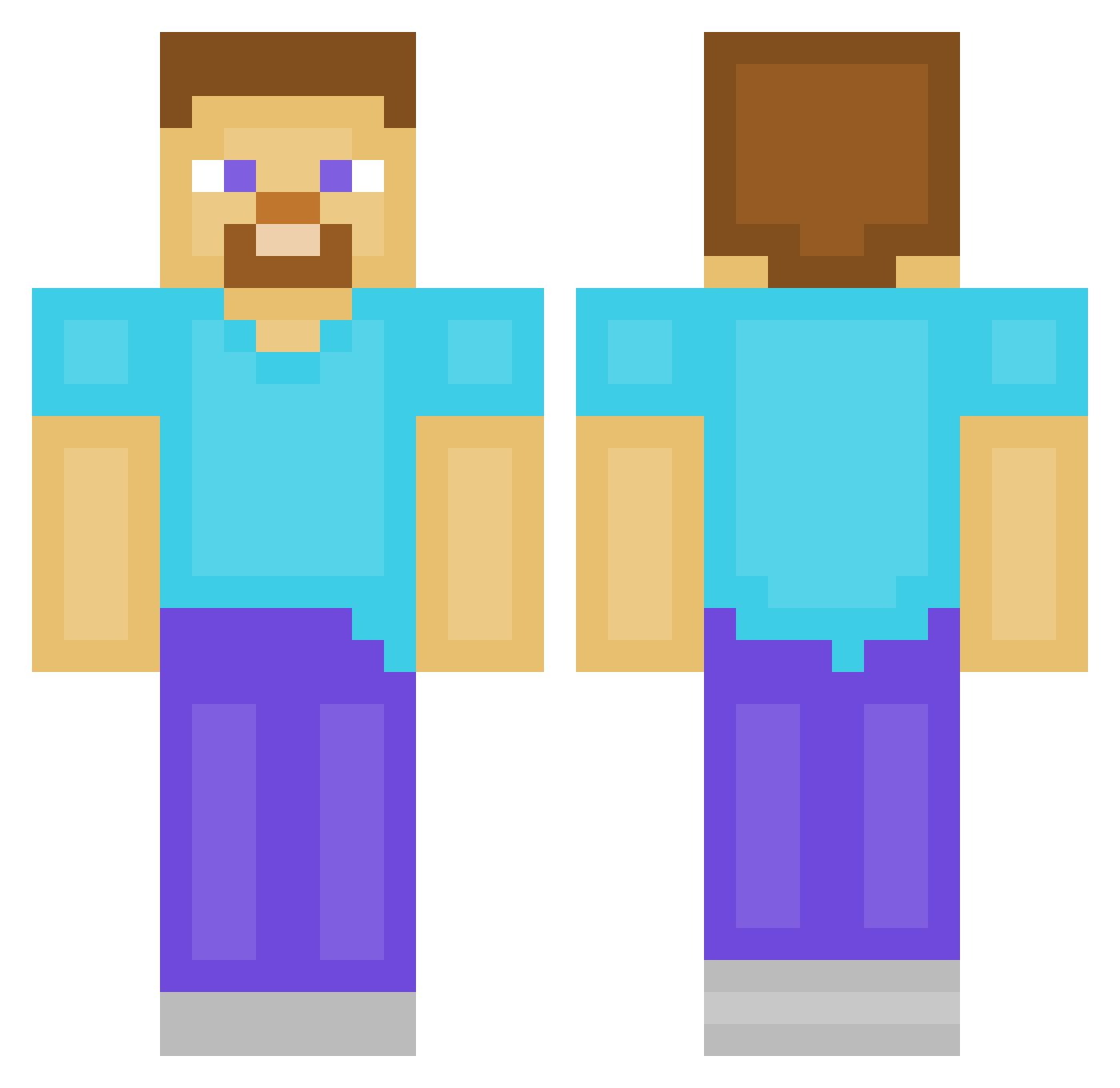 PassMeTheGear Minecraft skin, front and back view