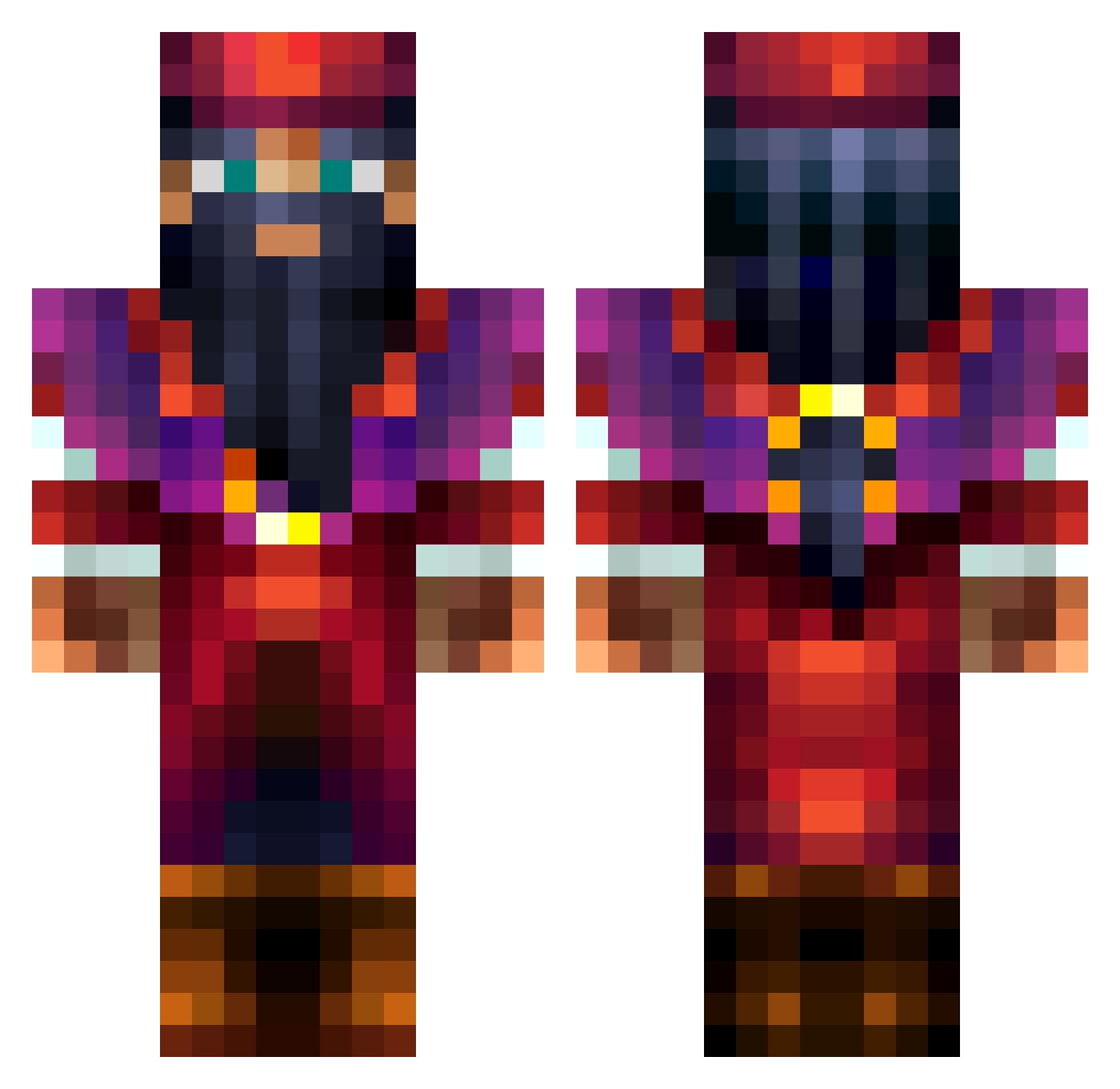 Merchanted Minecraft skin, front and back view