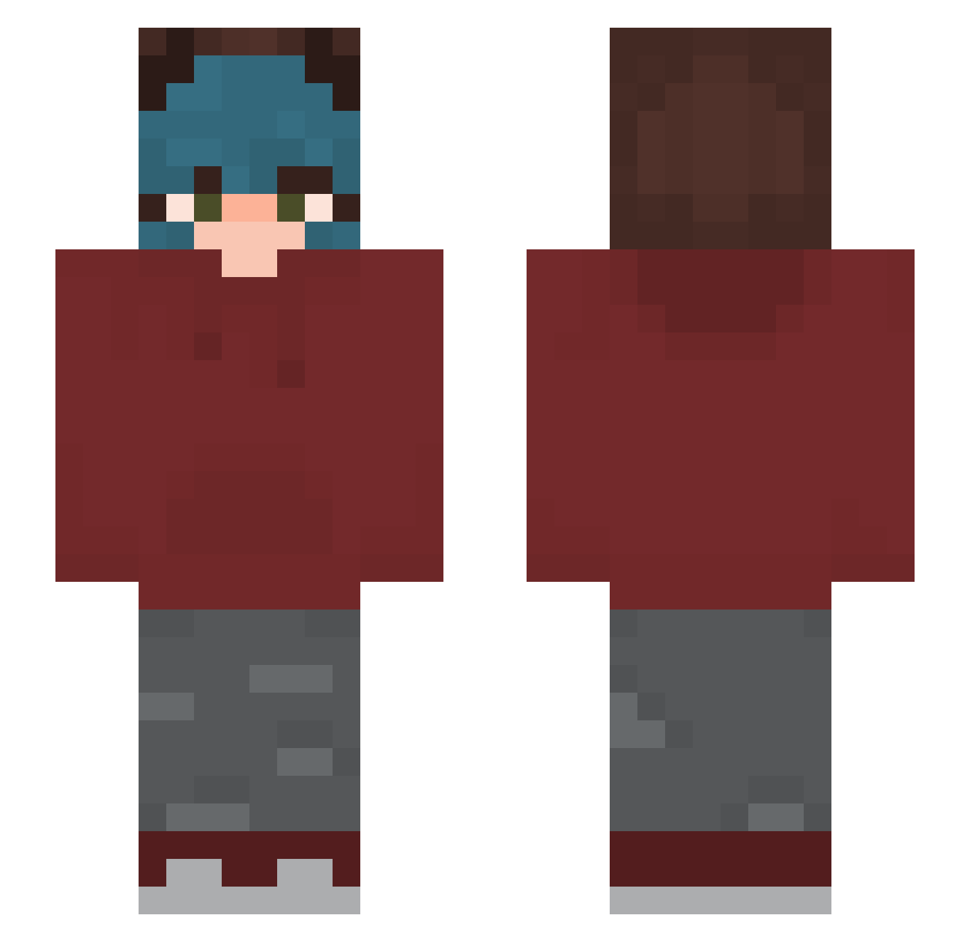 Velvet_Knight Minecraft skin, front and back view