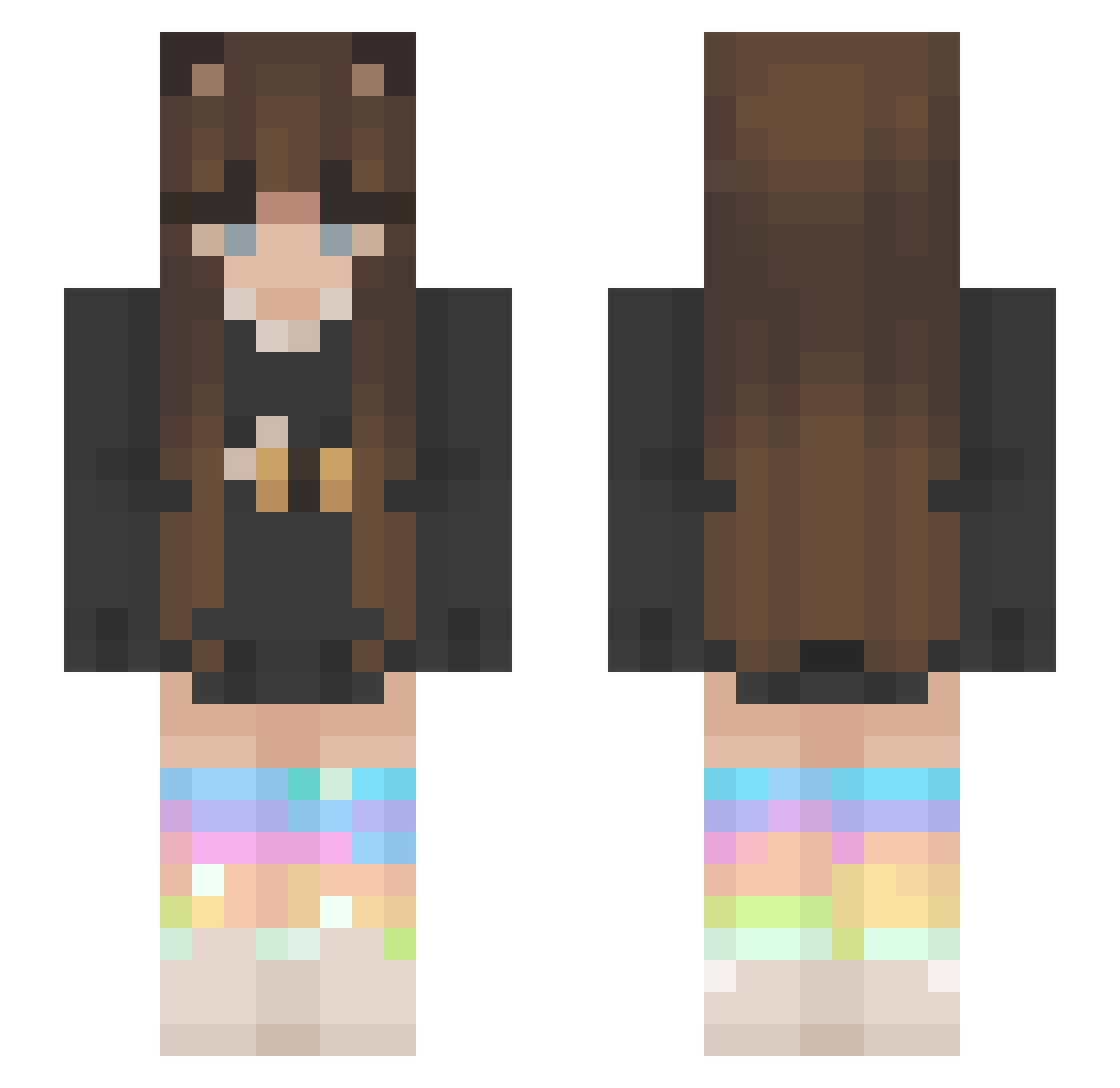 MushroomFX Minecraft skin, front and back view