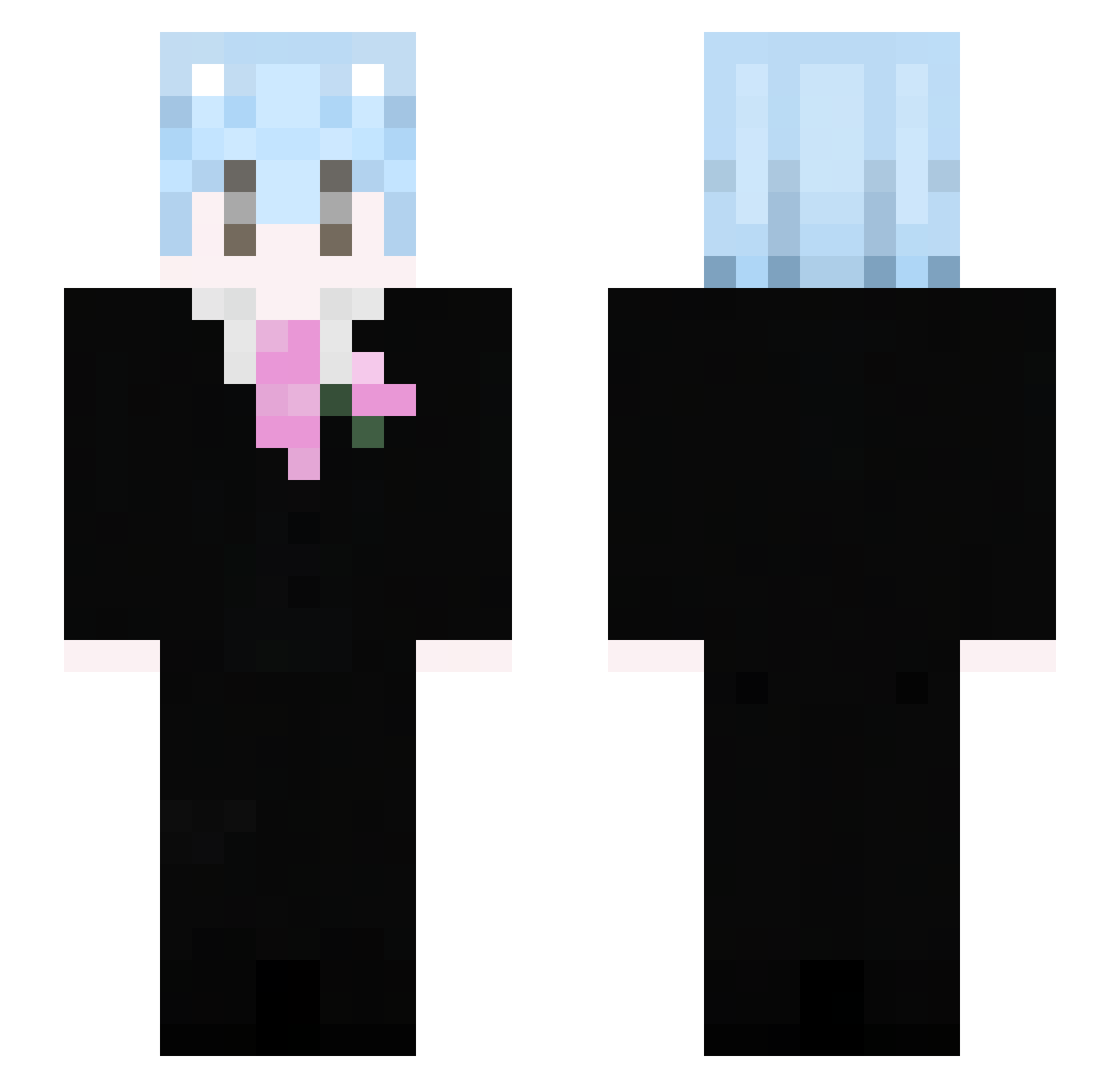 sheeq Minecraft skin, front and back view