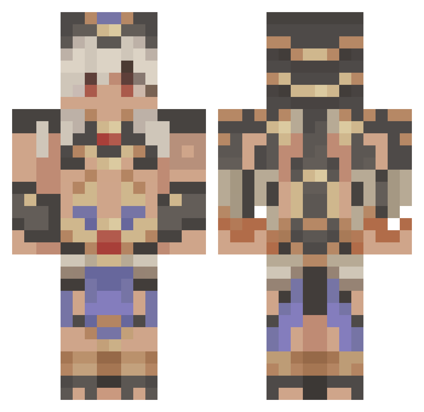 CrunchyKitty642 Minecraft skin, front and back view