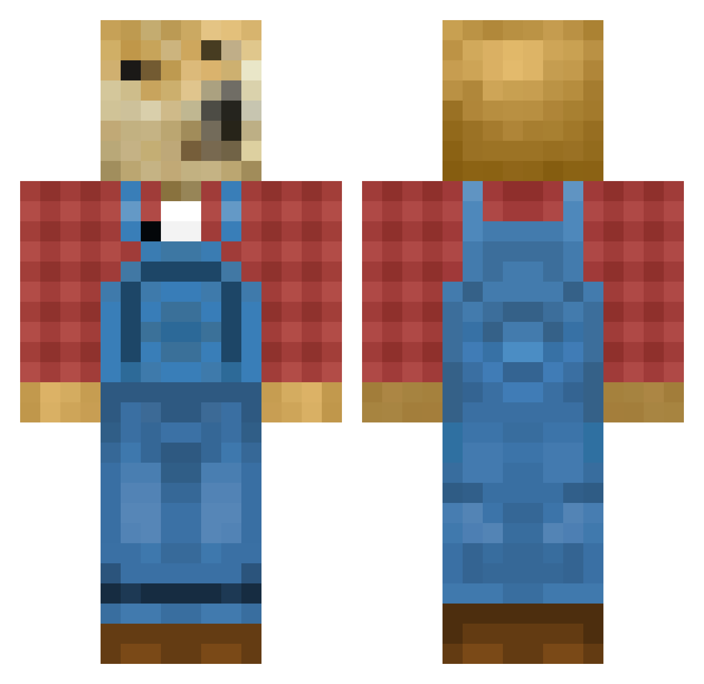 PotatoCow8 Minecraft skin, front and back view