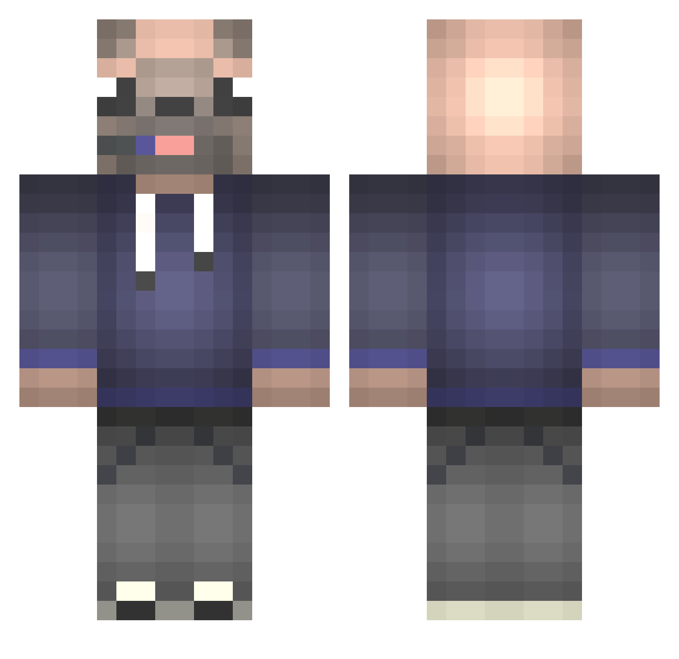 PMJ0IYA Minecraft skin, front and back view