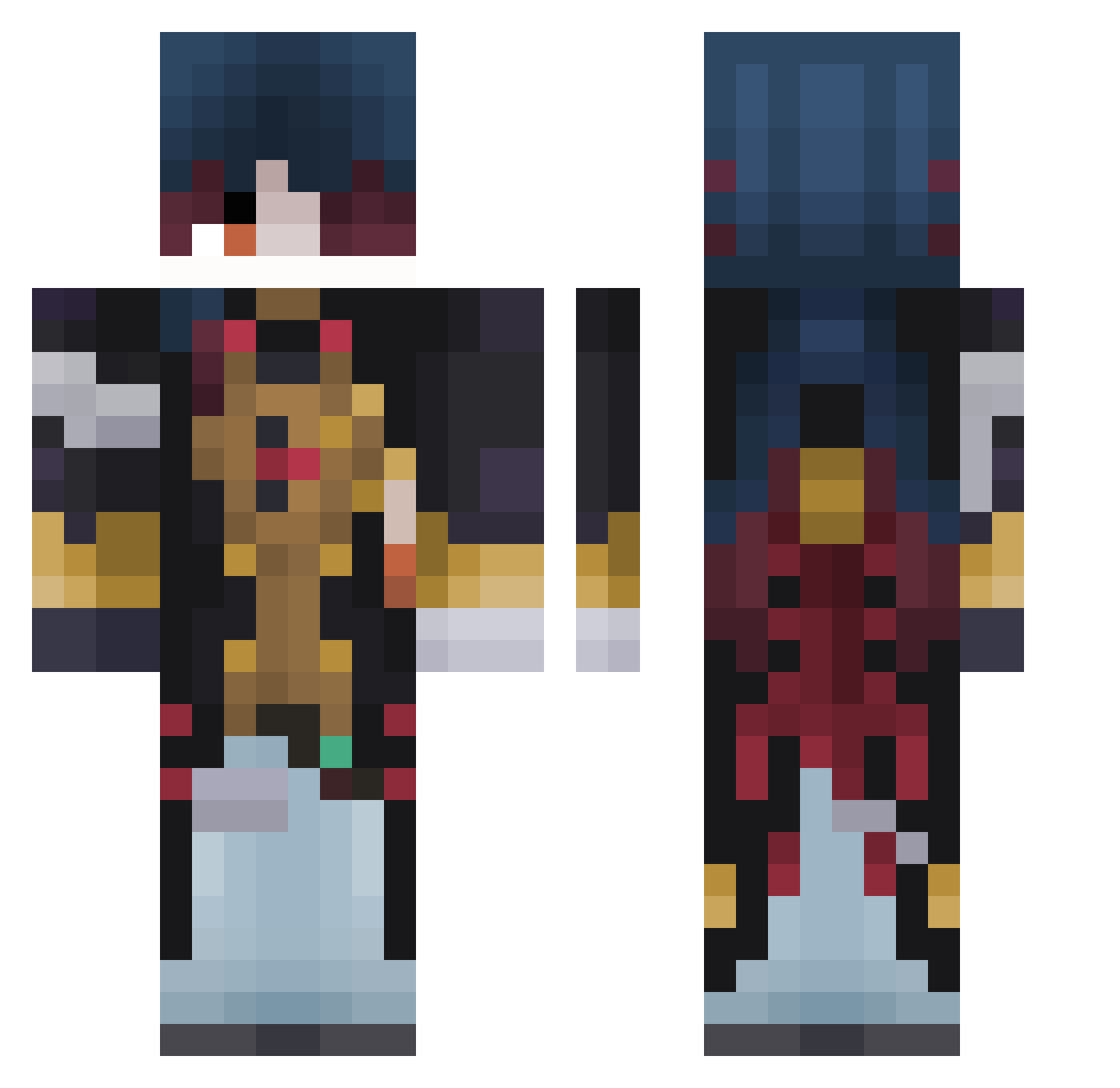 eyluknxa Minecraft skin, front and back view