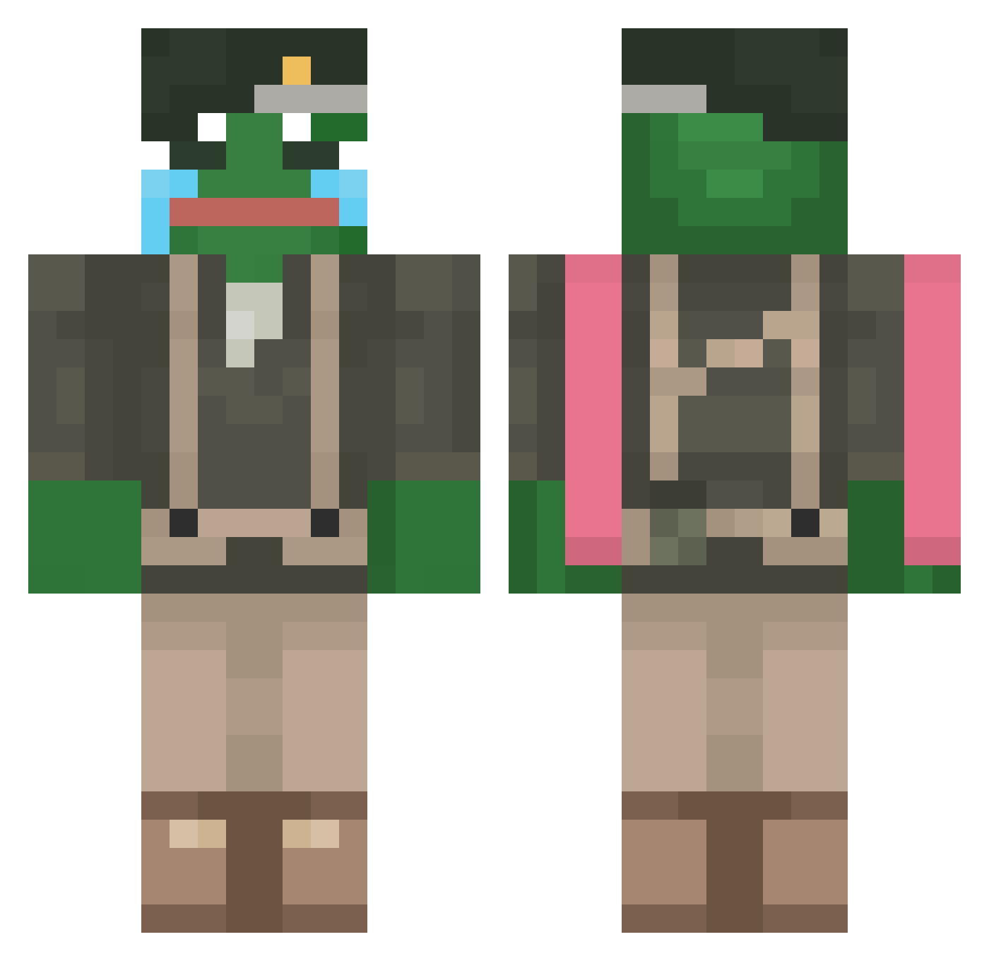 Ahmadm3rk Minecraft skin, front and back view